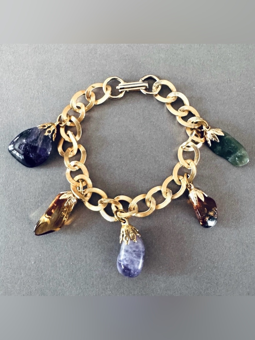 Charm Bracelet with 5 Multicolor Gemstones